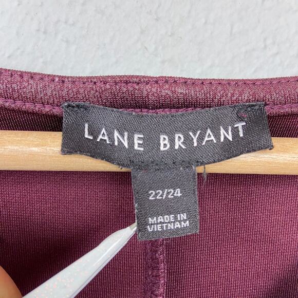 Lane Bryant Blouse Plus Size 22-24 Coated Stretch V-Neck Top Glam‎ Minimalist - Picture 2 of 11